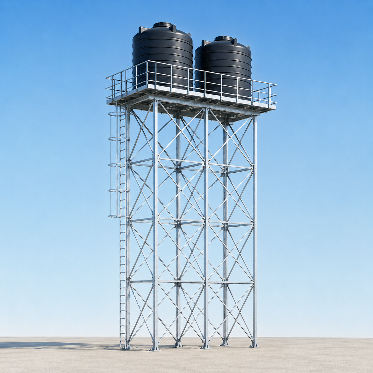 Steel Tower – 9 Metres High, (2 Tanks 10,000L)