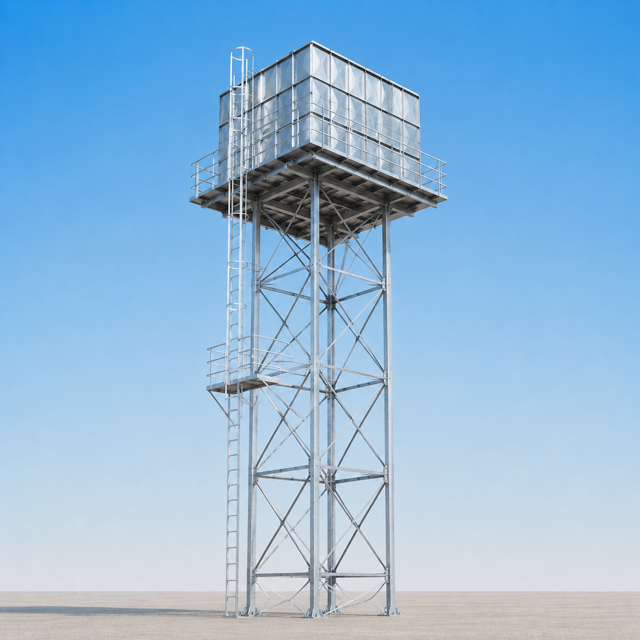 Steel Tower – 12 Metres High, ( 48 Cubic Steel Tank)